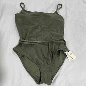 Aerie Olive Green Ribbed One Piece Swimsuit